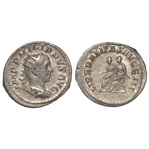 2171 - Roman Imperial: Philip II silver Antoninianus, Rome Mint 247 AD. Rev: LIBERALITAS AVGG III, Philip I... 