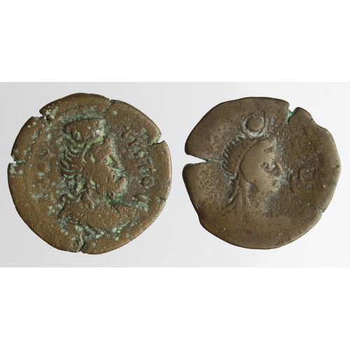 2176 - Roman Provincial (2): Alexandria, Egypt, Vespasian bronze Obol; bust of Isis r. Year 5 = 72-3 AD. S.... 