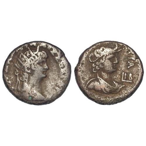 2183 - Roman Provincial: Nero, Alexandria, Egypt billon Tetradrachm. Rev: Bust of Alexandria r. in elephant... 