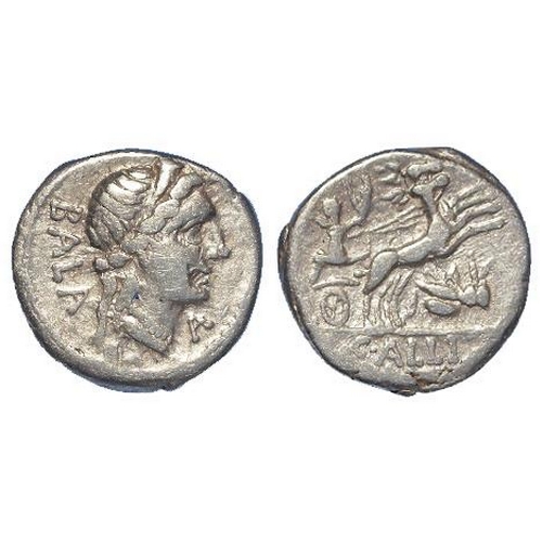 2185 - Roman Republican: C. Allius Bala silver Denarius 92 BC. Diad. hd. of female deity r. / Diana in biga... 