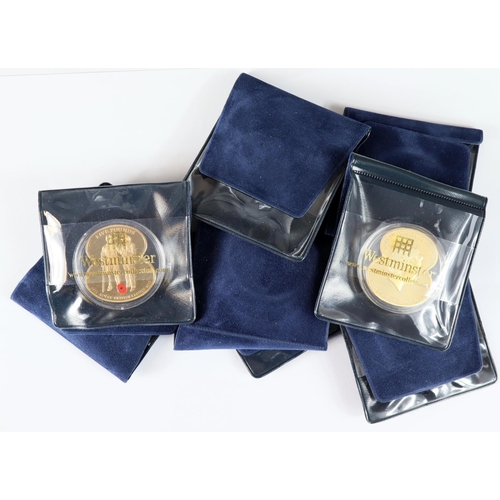 2207 - Channel Islands - Jersey & Guernsey (8) gilt-copper commemorative poppy-shaped coins 2011, in Westmi... 