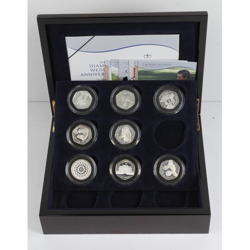 2211 - Diamond Wedding Anniversary Silver Proof Crown Collection 2007. An eight coin part set Crown-sized a... 