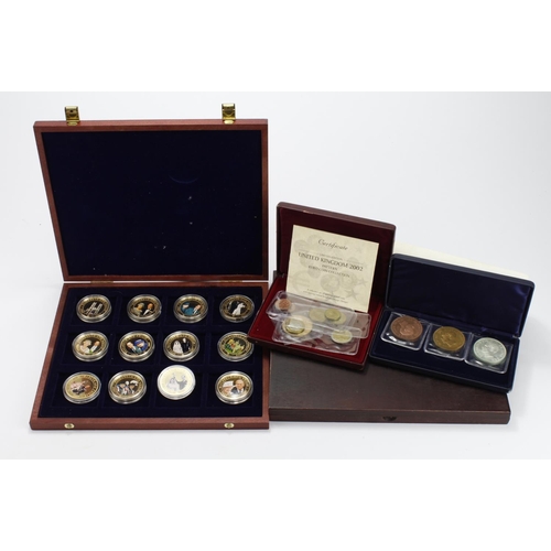 2218 - GB & Commonwealth Commemorative Coins, Medals and Fantasies (36) comprised of a set of 12x gilt base... 