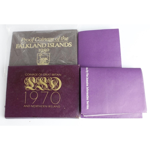 2220 - GB & Commonwealth Sets (7): GB Proof Set 1970 (packaging damaged), Falkland Islands Proof Set 1980, ... 