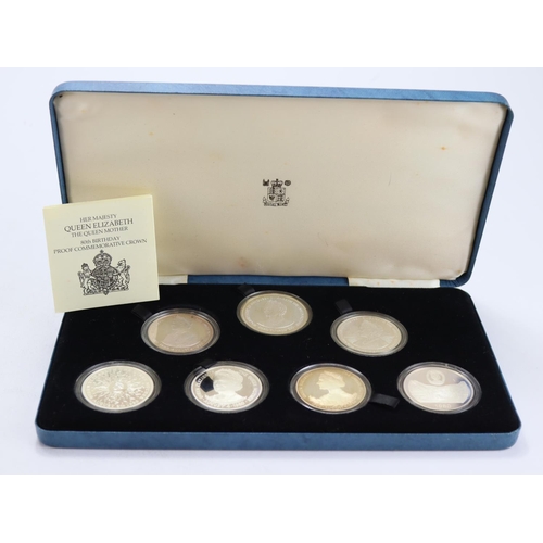 2221 - GB & Commonwealth Silver Proofs (7): Royal Mint: Her Majesty Queen Elizabeth The Queen Mother 80th B... 