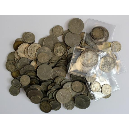 2243 - GB Coins: 100x cu-ni Sixpences, 29x 10p's, 10x Brass 3d's, Pre-47 silver: 19x Shillings, 6x Sixpence... 