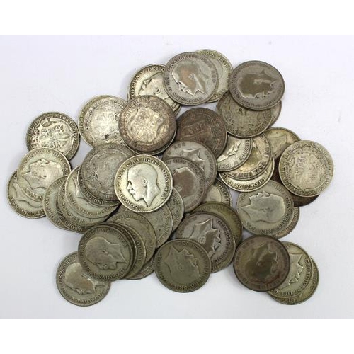 2291 - GB Halfcrowns (50) pre-47 silver, George V 1920-1927, from circulation, 1925 noted. 683.9g