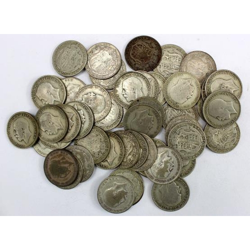 2292 - GB Halfcrowns (50) pre-47 silver, George V 1920-1927, from circulation. 679.7g