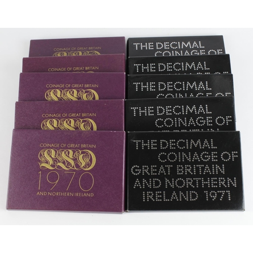 2315 - GB Proof Sets (10) 'flat packs': 5x 1970 and 5x 1971.