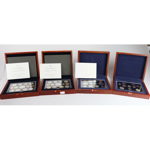 2322 - GB Proof Sets (4) Executive: 2004, 2005 and 2x 2006, cased with certs.