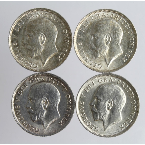 2355 - GB Sixpences (4) George V: 1912 EF, 1916 GEF, 1917 GEF, and 1918 EF