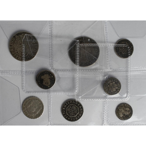 2406 - Spain & Spanish Colonial Silver (8): Peru 2 Reales 1756 LIMAE IM Fair to Fine, Mexico 2 Reales 1774 ... 