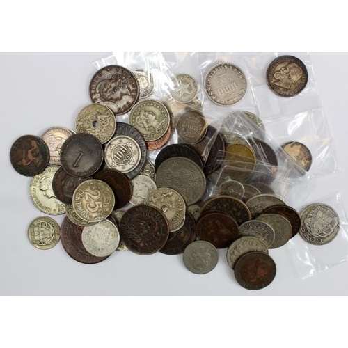 2408 - Spain, Portugal and South America (65 including 18 silver) 19th-20thC, mixed grade.