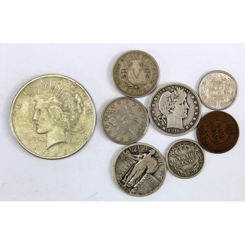 2413 - USA (8) 19th-20thC assortment including silver up to a Dollar 1925 GVF