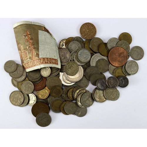 2422 - World Coins (over 120) 19th-20thC assortment, silver noted, includes many Chile and also Cuban silve... 