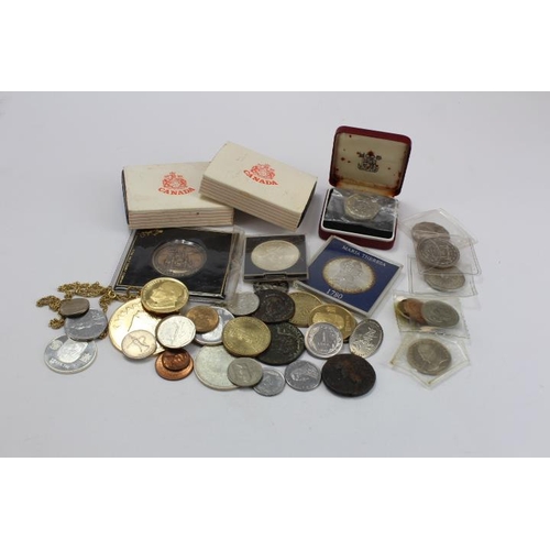 2428 - World Coins, Tokens etc (46) 20thC assortment including crown-size silver. Noted a few modern copies... 