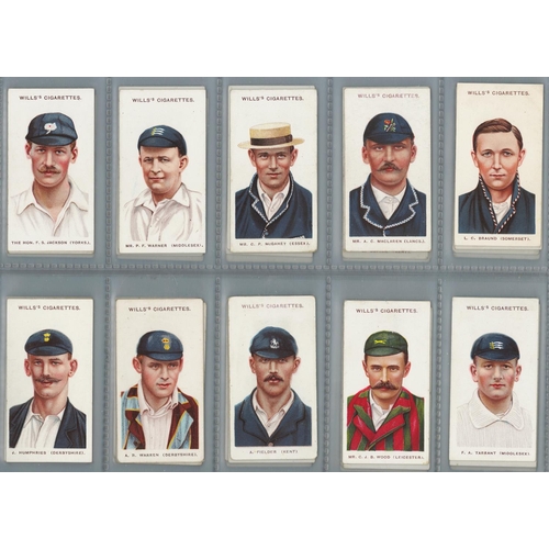 598 - Will's - complete sets, in pages, Cricketers 1908, large 'S' & small 's', G - VG, cat value £475