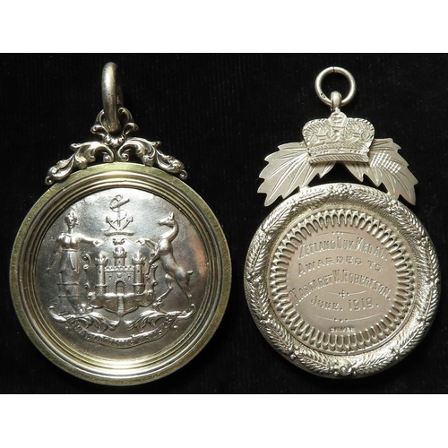 670 - Scottish silver School medals (2) comprising - Dux of Grangemouth High School dated 1918-19 and mark... 