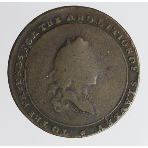 683 - Token, 18thC: Aylesbury Halfpenny 1796 ''To the Friends for the Abolition of Slavery', milled edge, ... 