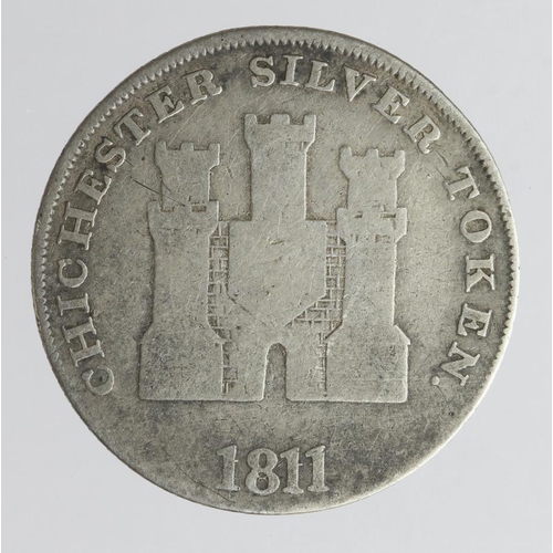 686 - Token, 19thC: Chichester silver Shilling 1811 of T. Dally & Co., Fine.