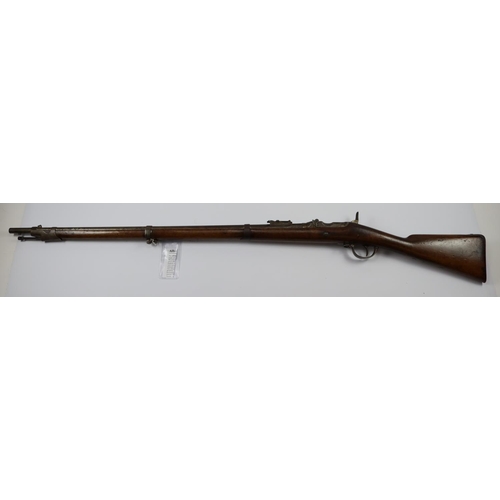 698 - Albini Braendlin Rifle 1867, adopted by Belgium and perfected by the English. Many stampings and num... 