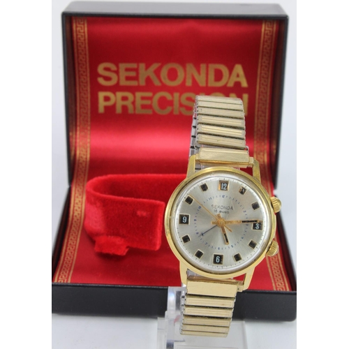 347 - Gents 1970s Sekonda alarm wristwatch, working when catalogued and in a Sekonda box