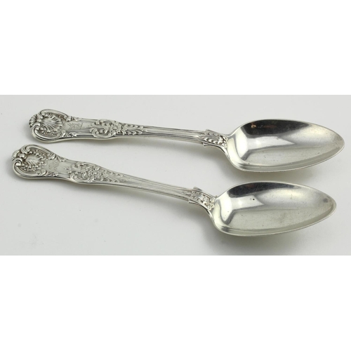 598 - Two Queen's pattern with flower heel, heavy, lovely quality, dessert spoons, hallmarked IL HL (John ... 