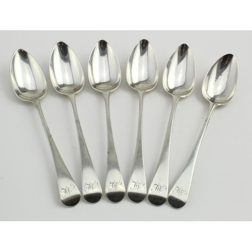 599 - George III Old English pattern set of six silver teaspoons all hallmarked TW (Thomas Wallis) London ... 