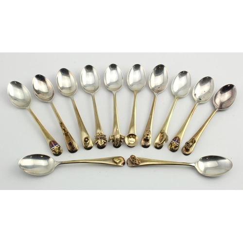 601 - Set of 12 silver Yukon/Canada related spoons all hallmarked with British marks for CB&S Sheffield 19... 