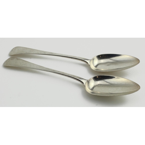 609 - Two George III, silver, Old English pattern tablespoons, both hallmarked SH (Solomon Hougham) London... 