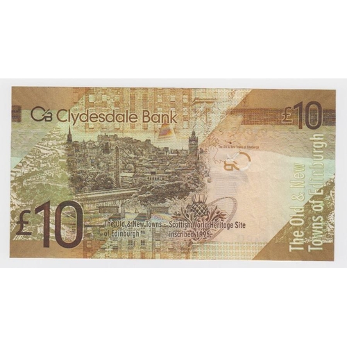 409 - Scotland ERROR, 10 Pounds dated 25th January 2009, a rare miscut error on this Clydesdale Bank note,... 