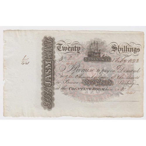 411 - Scotland Lost Banks/Private Issues, Stornaway 1 Pound or 20 shillings part issued dated 1st February... 