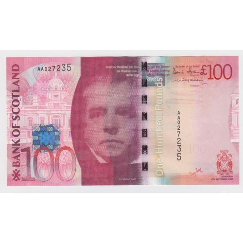 419 - Scotland, Bank of Scotland 100 Pounds dated 19th January 2009, Kessock Bridge, a consecutively numbe... 