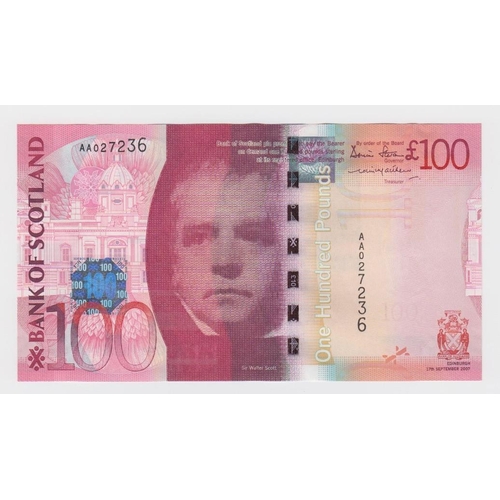 420 - Scotland, Bank of Scotland 100 Pounds dated 19th January 2009, Kessock Bridge, a consecutively numbe... 