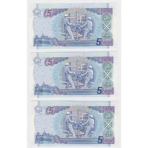 423 - Scotland, Bank of Scotland 5 Pounds (3) dated 1st January 2006, including a consecutively numbered p... 