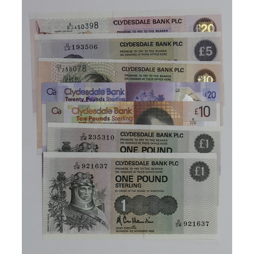 426 - Scotland, Clydesdale Bank (7), a group of Uncirculated notes comprising 20 Pounds & 10 Pounds dated ... 