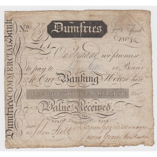 439 - Scotland, Dumfries Commercial Bank 1 Guinea dated 2nd April 1804, James Gracie & Company, serial No.... 