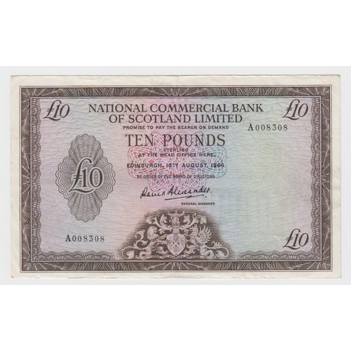 440 - Scotland, National Commercial Bank 10 Pounds dated 18th August 1966, signed David Alexander, serial ... 