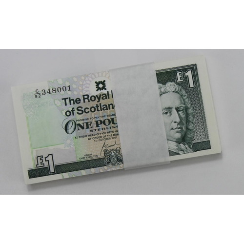 446 - Scotland, Royal Bank of Scotland 1 Pound (100) dated 1st October 2001, a full bundle of consecutivel... 