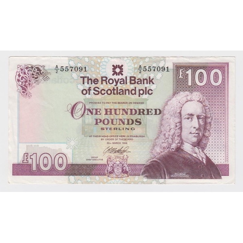 451 - Scotland, Royal Bank of Scotland 100 Pounds dated 30th March 1999, signed G.R. Mathewson, serial A/2... 