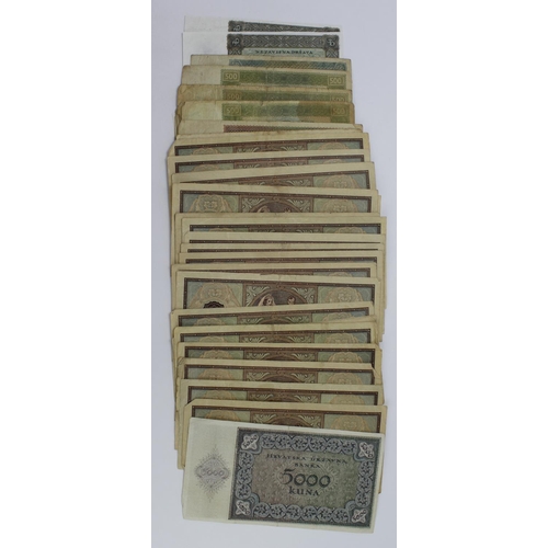 532 - Croatia (62), including very rare unissued 50 Kuna (3) dated 15th January 1944 without serial number... 