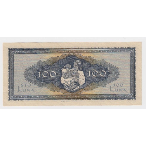 533 - Croatia 100 Kuna dated 1st September 1943, serial J2491703 (TBB B201a, Pick11a) Uncirculated