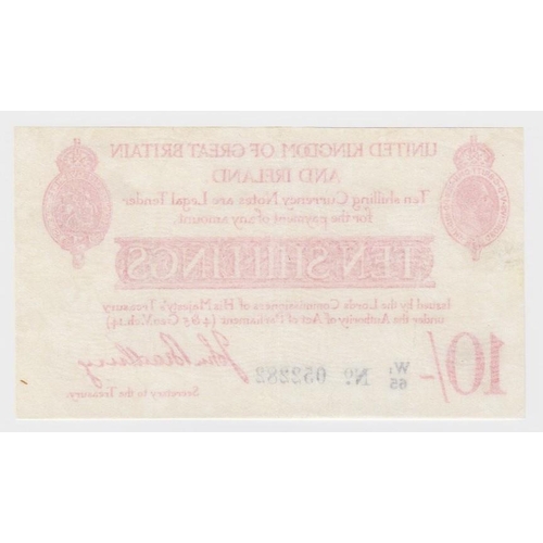 54 - Bradbury 10 Shillings issued 21st Jaunary 1915, 6 digit serial number W1/65 052282 (T13.2, Pick348a)... 