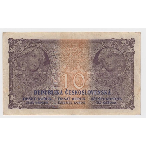 546 - Czechoslovakia 10 Korun dated 15th April 1919, serial S. H001 031223 (TBB B110a, Pick9a) original VF... 