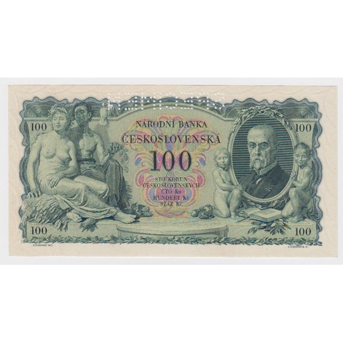 547 - Czechoslovakia 100 Korun dated 10th January 1931, SPECIMEN note serial Ka 776115, perforated 'SPECIM... 