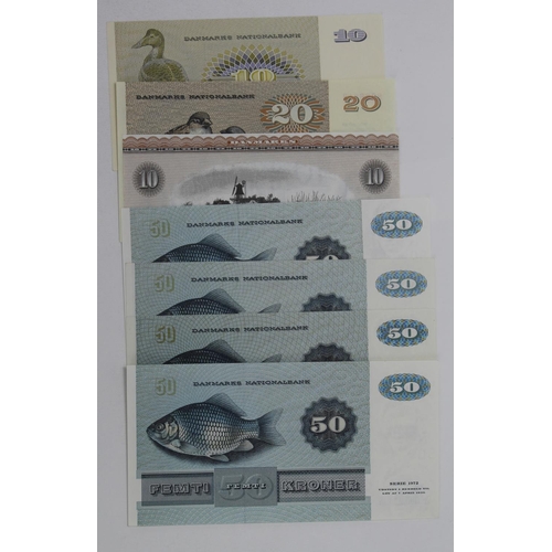 549 - Denmark (7), 50 Kroner (4) dated 1978, 1985, 1993 & 1996, 20 Kroner dated 1979, 10 Kroner (2) dated ... 