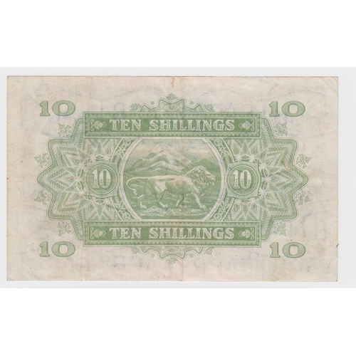 554 - East African Currency Board 10 Shillings dated 1st February 1956, portrait Queen Elizabeth II bottom... 