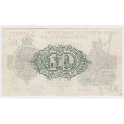 72 - Warren Fisher 10 Shillings issued 1927, LAST SERIES 'W' prefix, serial W/45 788922, Great Britain & ... 