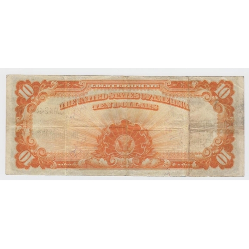 917 - USA, America 10 Dollars issued 1922, GOLD certificate series of 1922, Michael Hillegas at centre, si... 