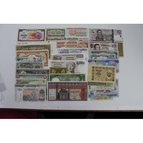 955 - World (35), an interesting group of Uncirculated notes, Barbados, Biafra, Botswana, Brunei, Cambodia... 